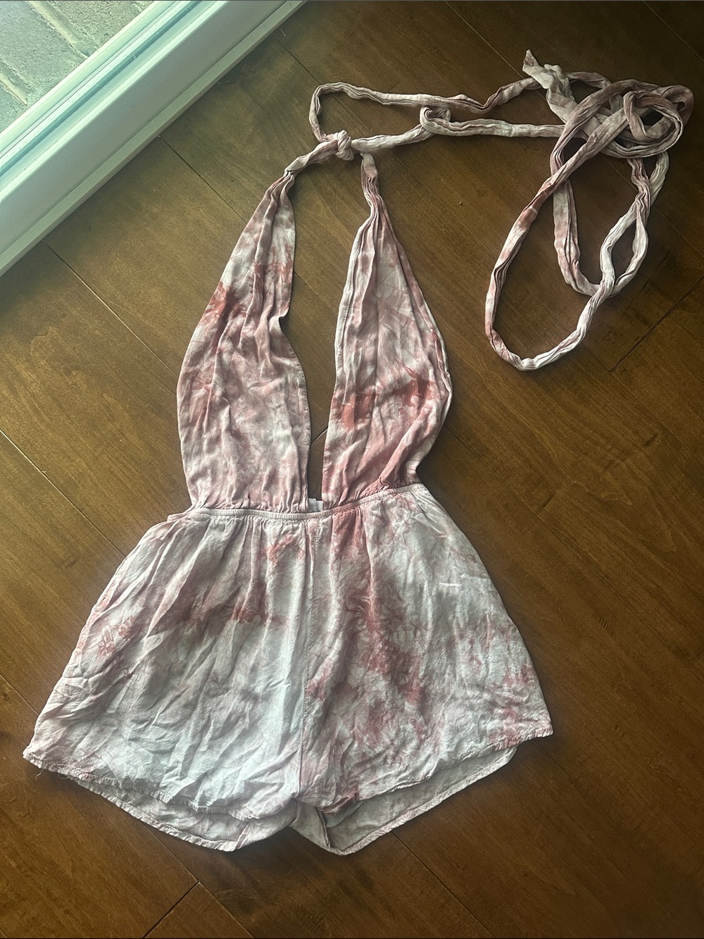 Women’s Pink Tie-Dye Halter Romper